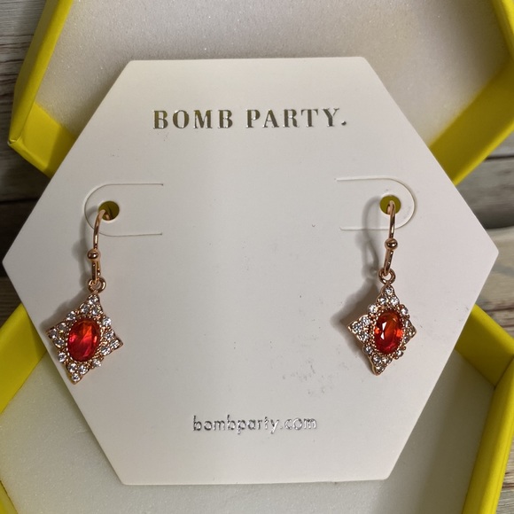 Ornate Lab created Tangerine Pink Bi Color rose gold plated Tourmaline earrings - Picture 3 of 4